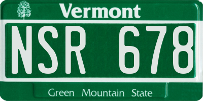 VT license plate NSR678