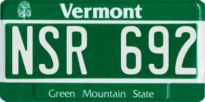 VT license plate NSR692