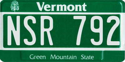 VT license plate NSR792