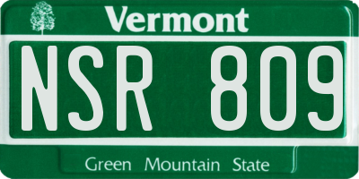 VT license plate NSR809