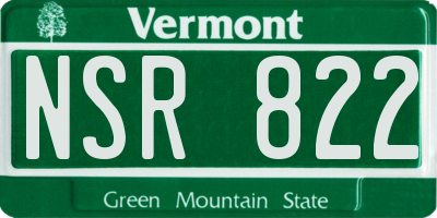 VT license plate NSR822