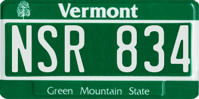 VT license plate NSR834