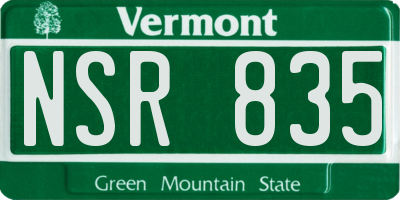 VT license plate NSR835