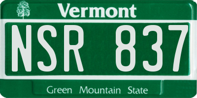 VT license plate NSR837