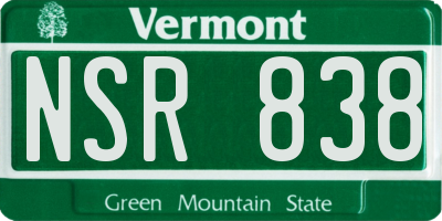 VT license plate NSR838