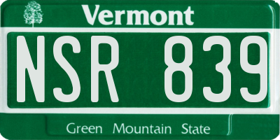VT license plate NSR839
