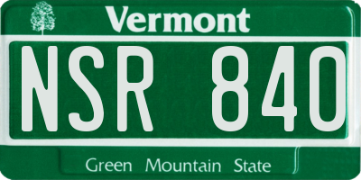 VT license plate NSR840