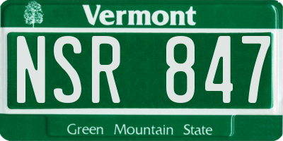 VT license plate NSR847