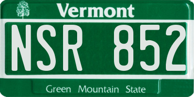 VT license plate NSR852
