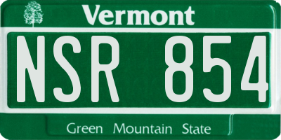 VT license plate NSR854