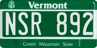 VT license plate NSR892