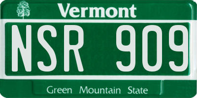 VT license plate NSR909
