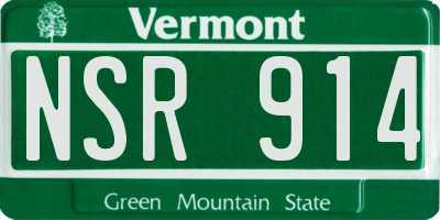 VT license plate NSR914