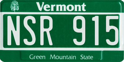VT license plate NSR915