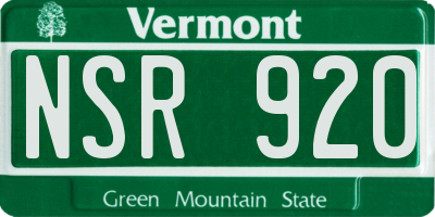 VT license plate NSR920