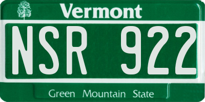 VT license plate NSR922