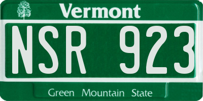 VT license plate NSR923