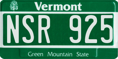 VT license plate NSR925
