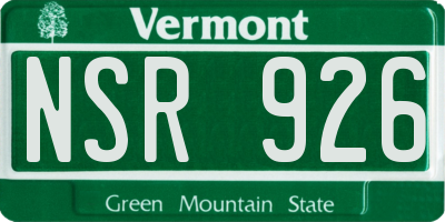 VT license plate NSR926