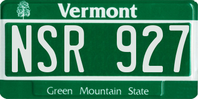 VT license plate NSR927