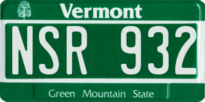 VT license plate NSR932