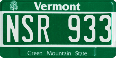 VT license plate NSR933