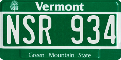 VT license plate NSR934