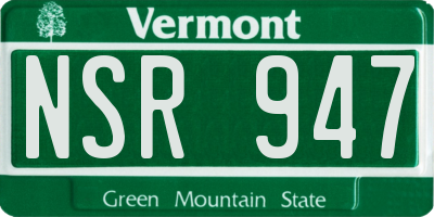 VT license plate NSR947
