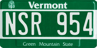 VT license plate NSR954