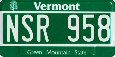 VT license plate NSR958