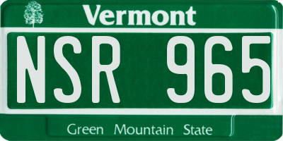 VT license plate NSR965