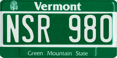 VT license plate NSR980
