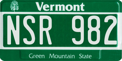 VT license plate NSR982