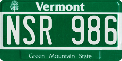 VT license plate NSR986