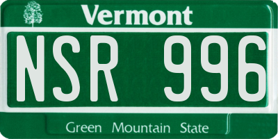 VT license plate NSR996