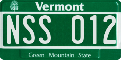 VT license plate NSS012