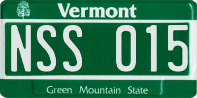 VT license plate NSS015