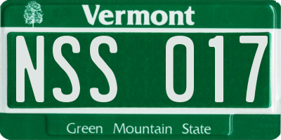 VT license plate NSS017