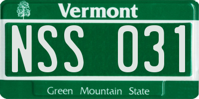 VT license plate NSS031