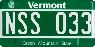 VT license plate NSS033