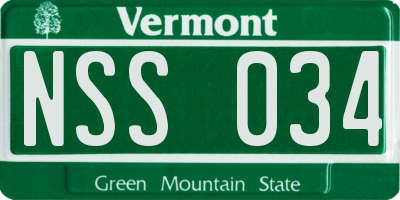 VT license plate NSS034