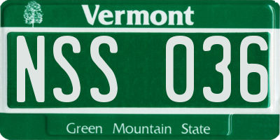 VT license plate NSS036