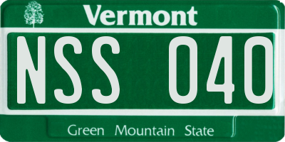 VT license plate NSS040