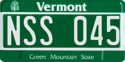 VT license plate NSS045