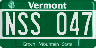 VT license plate NSS047
