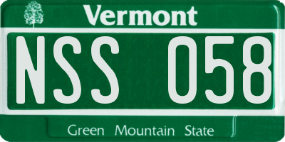VT license plate NSS058