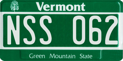 VT license plate NSS062