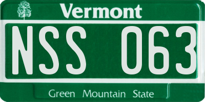 VT license plate NSS063