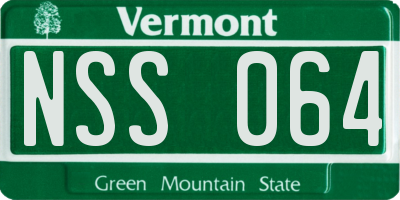 VT license plate NSS064