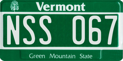VT license plate NSS067